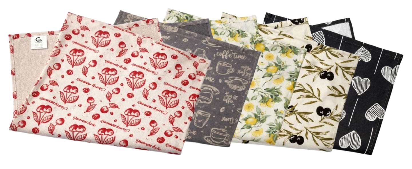 Набір рушників GM Textile кухонних махрових mix принтів 40х60 см 5шт. (5714703032040)